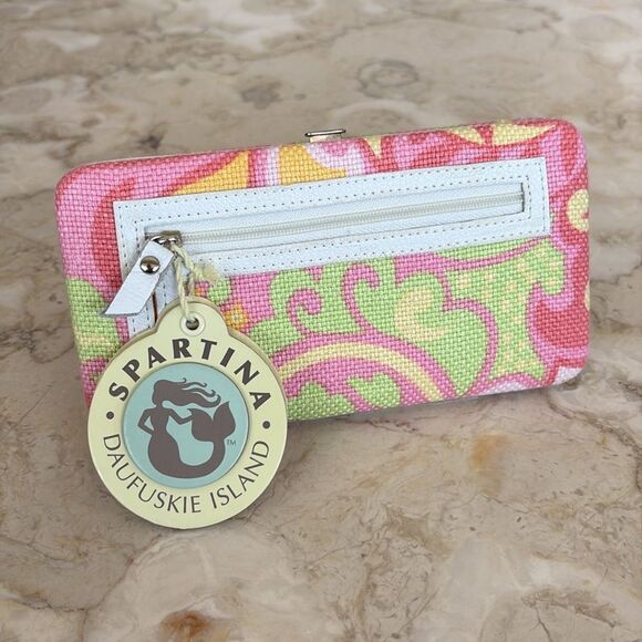 NWT Spartina 459 Sea Island Linen & Leather Wallet - Picture 2 of 8